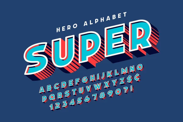 Diseño de fuente cómico 3d de moda, alfabeto colorido, tipografía . — Archivo Imágenes Vectoriales