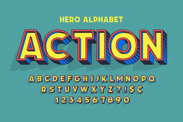Diseño de fuente cómico 3d de moda, alfabeto colorido, tipografía . — Archivo Imágenes Vectoriales