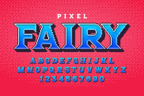 Pixel vector alfabet ontwerp, gestileerd als in 8-bit games. — Stockvector