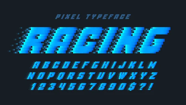 Design de alfabeto vetorial Pixel, estilizado como em jogos de 8 bits. —  Vetores de Stock