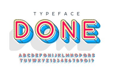 Doğrusal modern popart alfabe tasarımı, harfler ve sayılar.