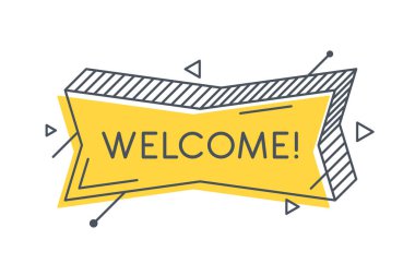 Doğrusal tanıtım pankartı şekli, renkli etiket tasarımı.