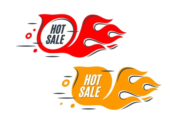 Sales background template design with flame. Hot sale sign. — Stock Vector