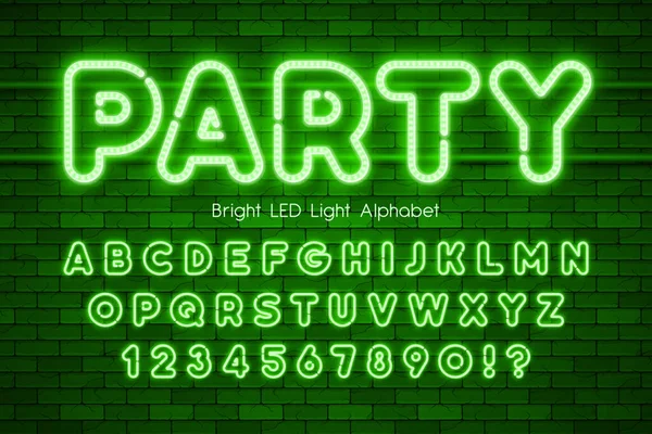 LED φως 3d αλφάβητο, επιπλέον λαμπερό σύγχρονο τύπο. — Διανυσματικό Αρχείο