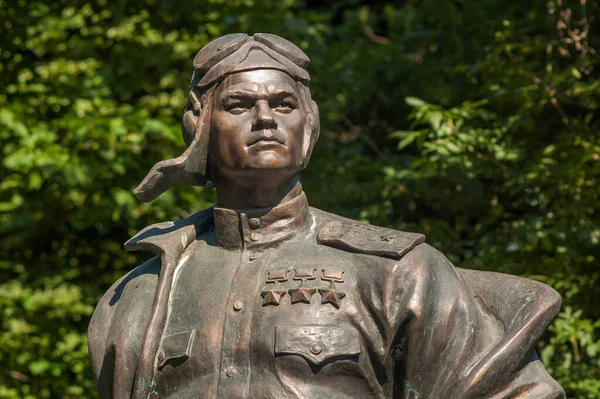 Kyiv Deki Pilot Ivan Kozhedub Anıtının Büstü — Stok fotoğraf