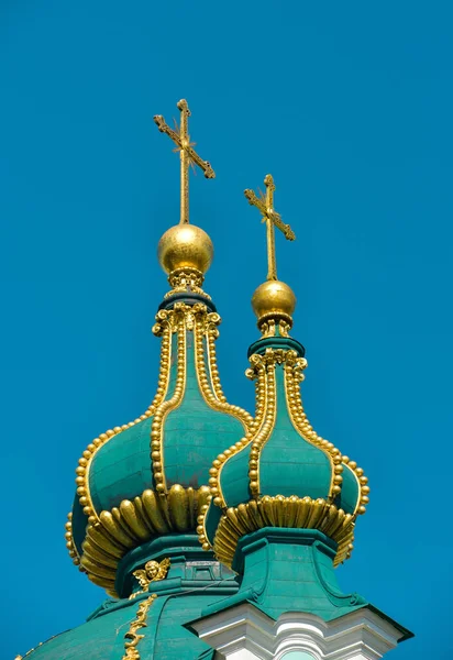 Cupole Della Chiesa Sant Andrea Kiev Primo Piano — Foto Stock