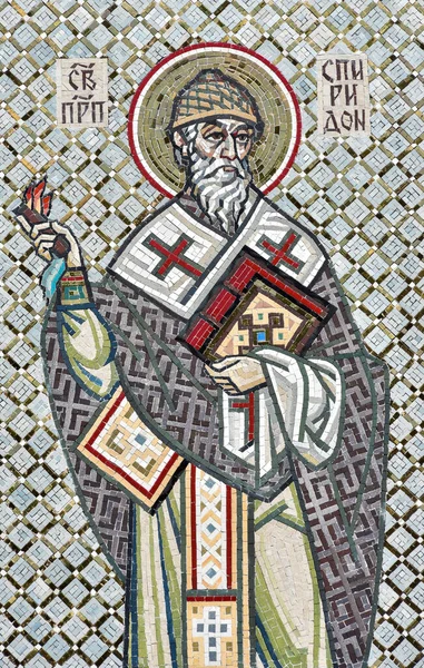 Trimifunta Szent Spyridon Mozaik Ikonja Portré — Stock Fotó