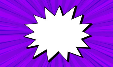 Retro çizgi roman boş konuşma, pop sanat çizimi, menekşe arkaplan