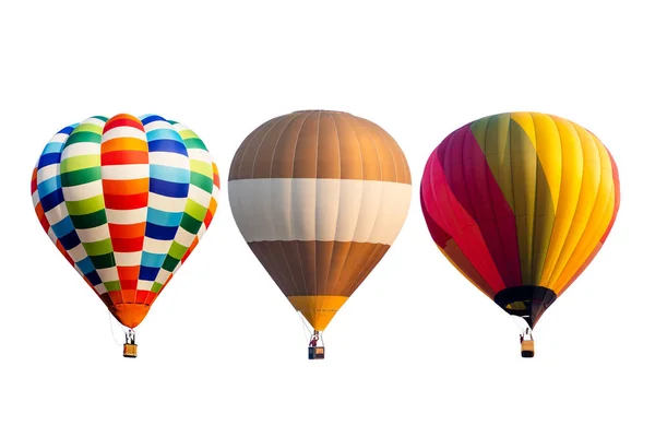 Beyaz Arka Plan Üzerinde Izole Renkli Sıcak Hava Balonları Kümesi — Stok fotoğraf