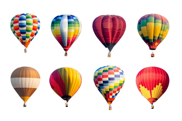 Set Colorful Hot Air Balloons Isolated White Background — Stock Photo, Image