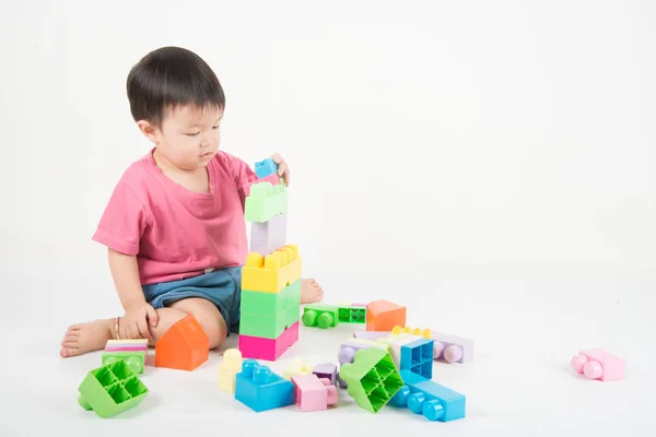 Asain Bebé Niño Años Jugando Bloques Colores —  Fotos de Stock