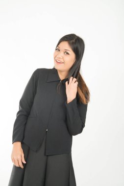 İş kadını elinde bir defter al