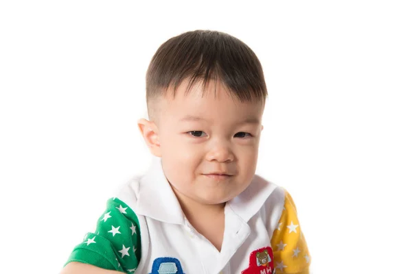 Primer Plano Niño Asiático Chico Con Sonrisa — Foto de Stock