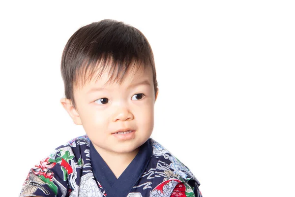 Close Van Portriat Aziatische Baby Jongen Peuter Slijtage Japanse Kostuum — Stockfoto