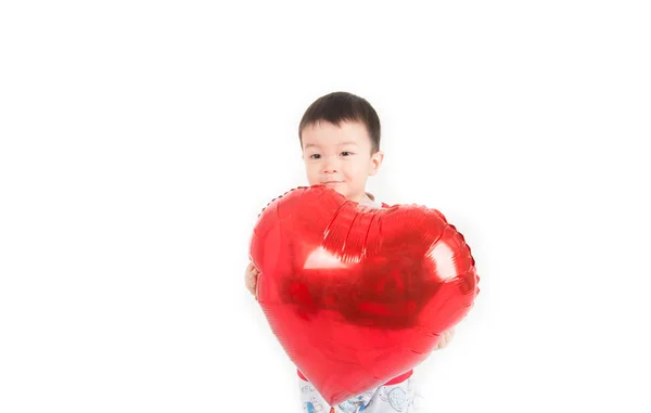 Chłopiec Rodzeństwo Balon Serce Miłość — Zdjęcie stockowe