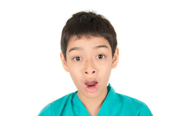 Poco Chico Tasa Mezcla Haciendo Cara Divertida Muchas Emociones — Foto de Stock