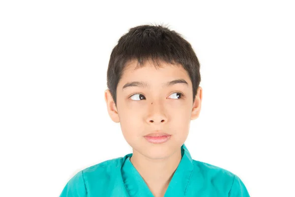 Menino Taxa Mistura Pouco Fazendo Cara Diversão Muitas Emoções — Fotografia de Stock