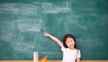 Öğrenci kız sınıfta kara tahta noktası