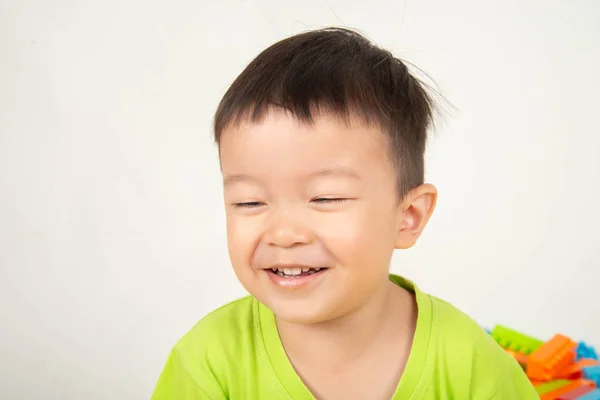 Close Asian Toddler Boy Smile Happy Face — Stock Photo, Image