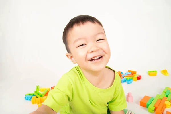Närbild Asiatiska Småbarn Pojke Leende Med Happy Face — Stockfoto