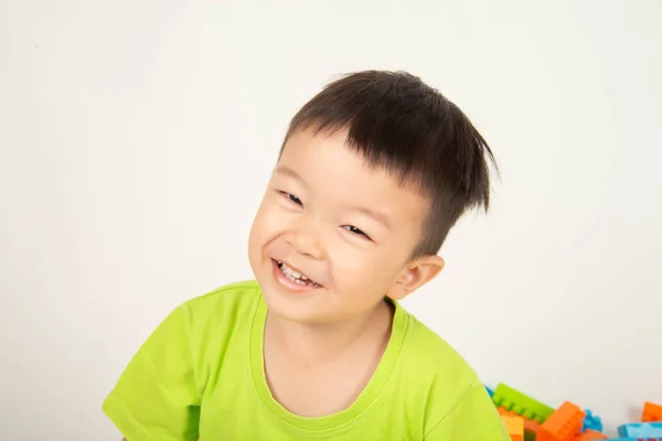 Close Asian Toddler Boy Smile Happy Face — Stock Photo, Image