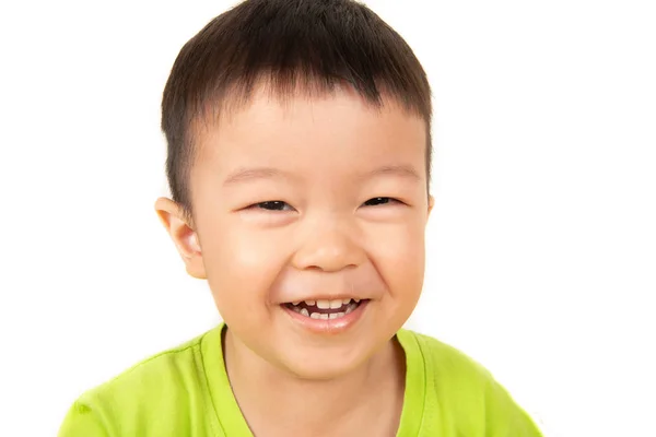 Close Aziatische Peuter Jongen Glimlach Met Gelukkig Gezicht — Stockfoto