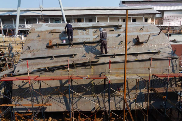 Ship Building shoot binnenkant van Dry Dock — Stockfoto