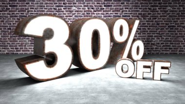 Metin% 30 indirimli, paslı ve aydınlatılmış metal levhaya benzer üç boyutlu. Altında tuğla ve beton var. İllüzyon, üç boyutlu