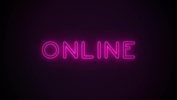 Neonové Texty Online Bliká Růžové Světlo Obchod Nakupování Online Nákup — Stock video