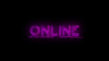 Kelime Online neon, suda yansıma, mor ışıklar 4k titreşen, Concept Business, Online satın al, Internet satış