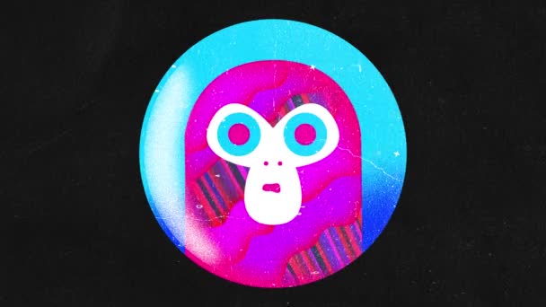 卡通动画 灵巧的粉红色猴子被锁在水晶球里 无限循环 — 图库视频影像