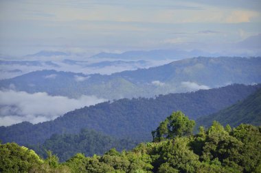 Yağmur mevsiminde Manzara Görünümü ile Tayland Batı Orman   