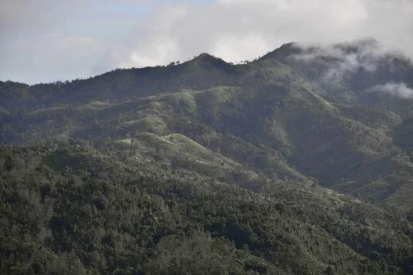 模糊风格的绿色山景景观 提供插入背景基础图层 — 图库照片