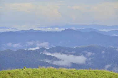 Bulanıklık stiliile yeşil dağ görünümü manzara : arka plan taban katmanına eklemek için sağlamak
