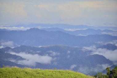 Bulanıklık stiliile yeşil dağ görünümü manzara : arka plan taban katmanına eklemek için sağlamak
