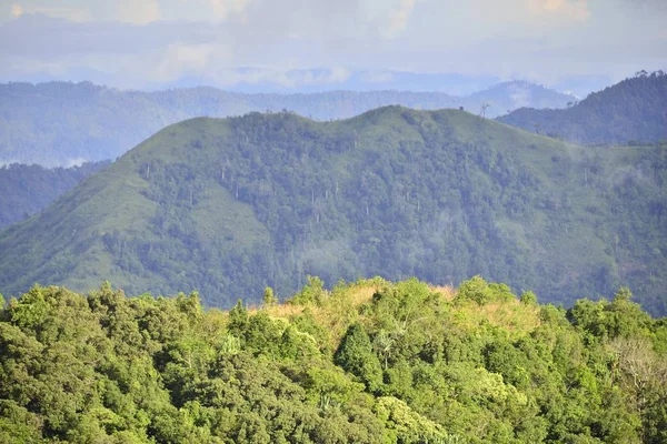 Paisaje Vista Montaña Verde Con Estilo Blur Proporcionar Para Insertar —  Fotos de Stock