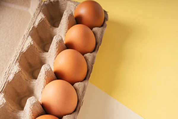 Organic Chicken Brown Egg Paper Box Carton Healthy Fresh Food — Stock Photo, Image