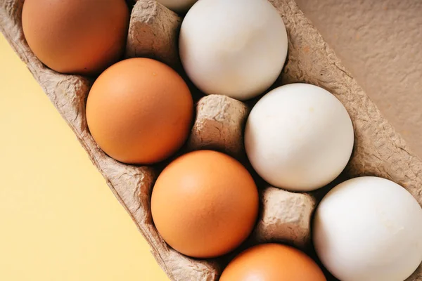 Organic Chicken Brown Egg Paper Box Carton Healthy Fresh Food — Stock Photo, Image