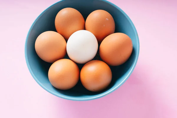 Top View Many Eggs Side Bowl — Stock Photo, Image