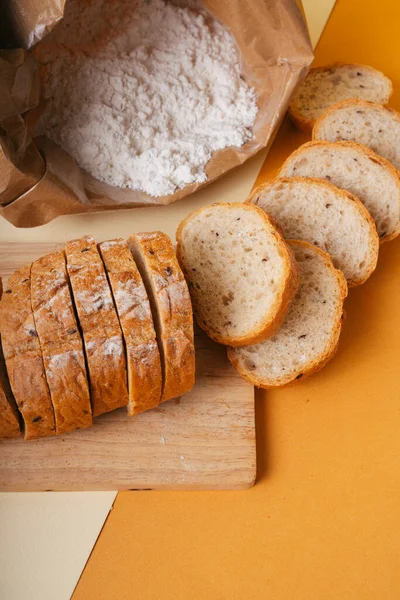 Gruppo Molti Tipi Pane Piatto Farina Cottura — Foto Stock