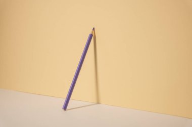 Duvara yaslanmış renkli bir kalem. Yaratıcı alan. Sabit.