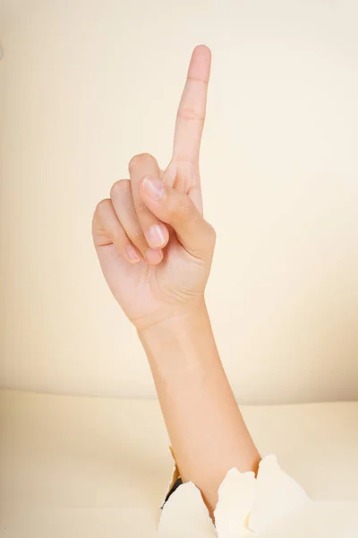 Number One Index Finger White Background Number One Gesture — Stock Photo, Image