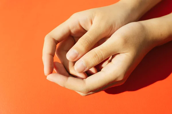 Las Manos Humanas Abren Culto Palma Fundamentos Del Concepto Religión — Foto de Stock