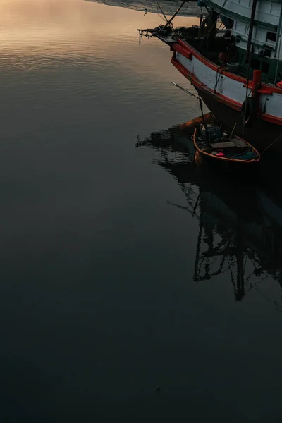 Beautiful Sunset View Dawn Sea Fisher Man Boat Thailand — Stock Photo, Image