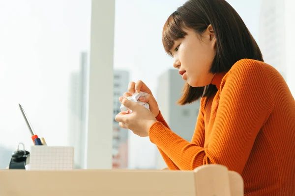 Side View Mooie Jonge Aziatische Thai Zwart Kort Haar Vrouw — Stockfoto