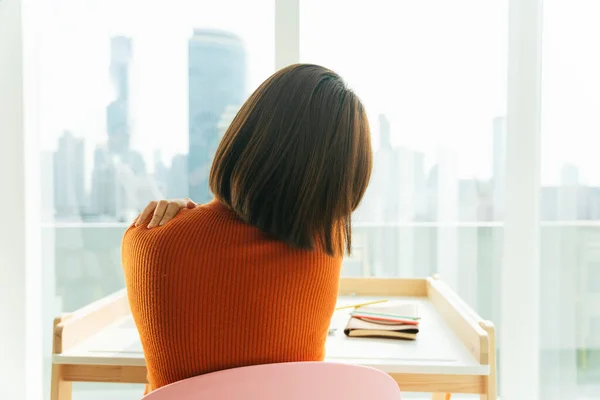 Back View Beautiful Young Asian Thai Black Short Hair Woman — Stock Photo, Image