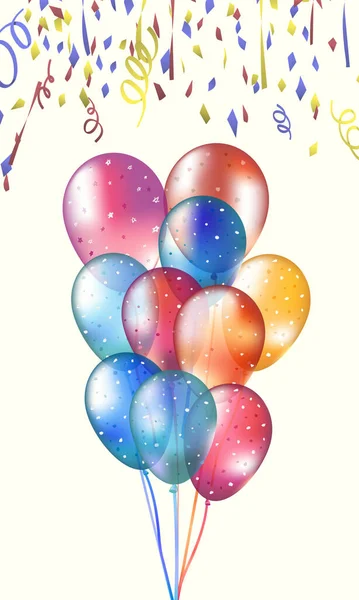 Bunch Balloons Birthday Party Celebrations Flying Space Message Isolated Background — 스톡 벡터