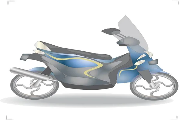 Motocicleta Azul Bonito Trotinette Cidade Com Aro Pneu Forma Listras — Vetor de Stock