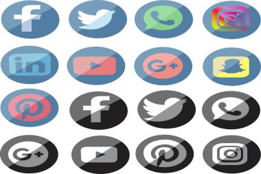 Web, mobil ve masaüstü arayüzü için ayarlanmış yuvarlak şekilli sosyal medya simgesi