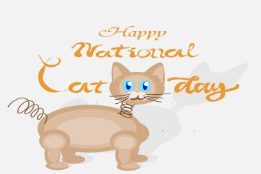 Reklamlar, promosyonlar, posterler, tişört grafikleri, broşürler ve el ilanları için Mutlu Ulusal Kedi Günü tabelası.